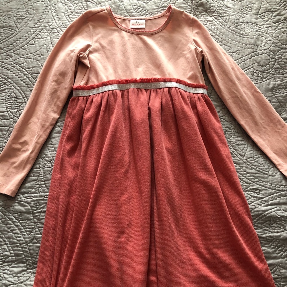 Hanna Andersson dress 140 pink tulle silver detail